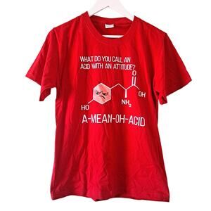 Han Si Qin Red Crewneck Short Sleeve Graphic Tee Shirt - Size L